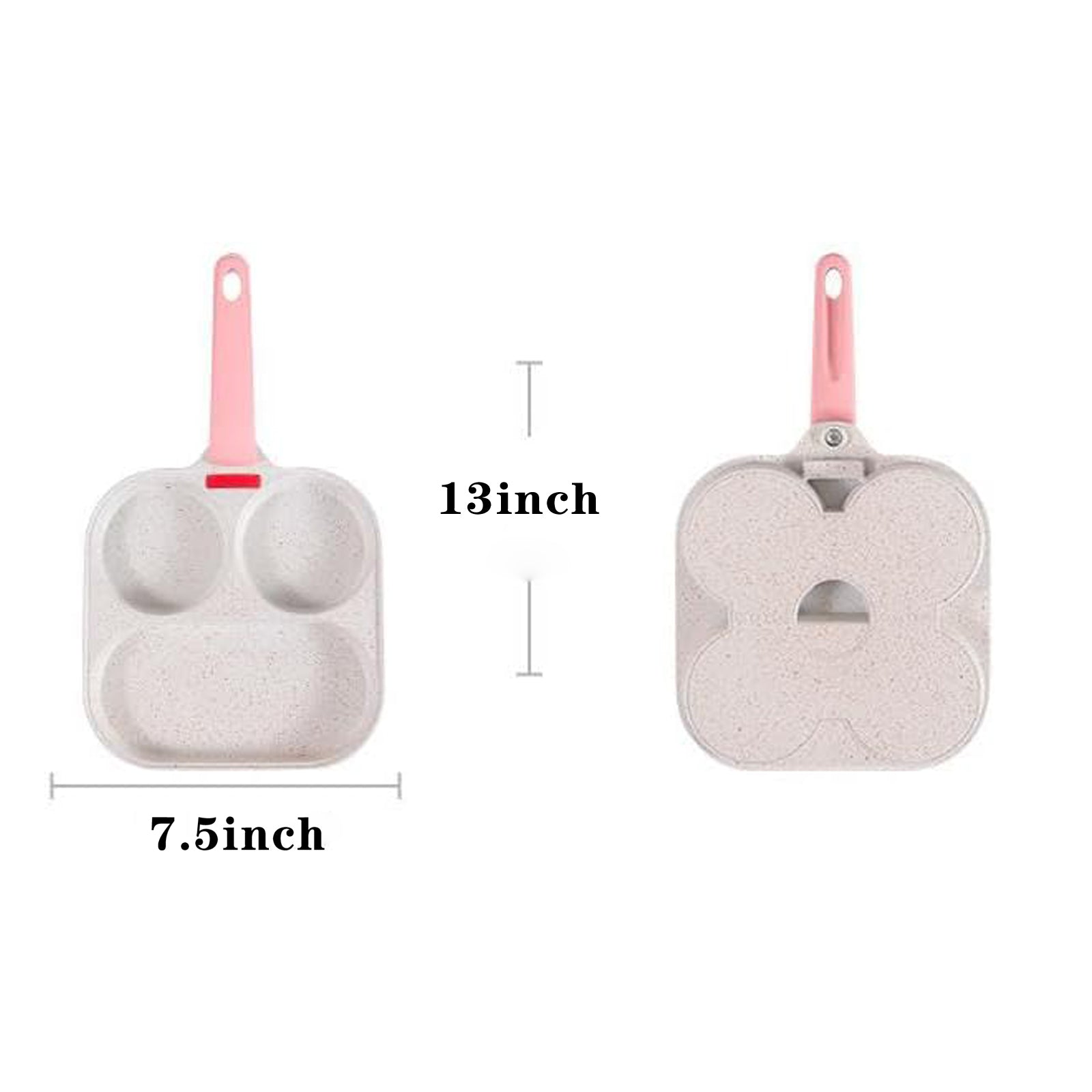 2024 Rustless Egg Pan,3-Cup Nonstick Egg Frying Pan, Easy Clean Egg Cooker Omelet Pan,Skillet Pans for Cooking,Multi Egg Cooker Pan for Breakfast. (white pan + pink handle)