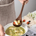 FAMCÜTE Black Walnut Wood Kitchen Utensils Set, Long Handle Spoons and Spatula Set for Cooking, Heat Resistant Non-Stick Cookware(6 PCS)