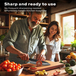 FAMCÜTE Japanese Chef Knife Set, 3 Layer 9CR18MOV Clad Steel w/octagon Handle and Block Wooden Holder for 4Piece Kitchen Knife Set (8” Gyuto Knife, 7” Nakiri Knife, 7” Santoku knife, 5” Utility knife)