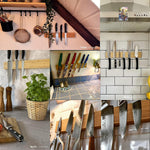 FAMCÜTE Magnetic Knife Holder for Wall with Extra Strong Magnet - Knife Magnetic Strip in Bamboo for Knives, Utensils and Tools(40*6*2cm)