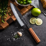 FAMCÜTE 8 Inch Japanese Chef Knife, 3 Layer 9CR18MOV Clad Steel w/octagon Handle Gyuto Sushi Knife for Home Kitchen & Restaurant