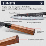 FAMCÜTE 8 Inch Japanese Chef Knife, 3 Layer 9CR18MOV Clad Steel w/octagon Handle Gyuto Sushi Knife for Home Kitchen & Restaurant