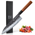 FAMCÜTE 8 Inch Japanese Chef Knife, 3 Layer 9CR18MOV Clad Steel w/octagon Handle Gyuto Sushi Knife for Home Kitchen & Restaurant