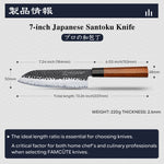 FAMCÜTE 7 inch Santoku knife, 3 Layer 9CR18MOV Clad Steel w/octagon Handle Japanese Chef's Knife for Home Kitchen & Restaurant