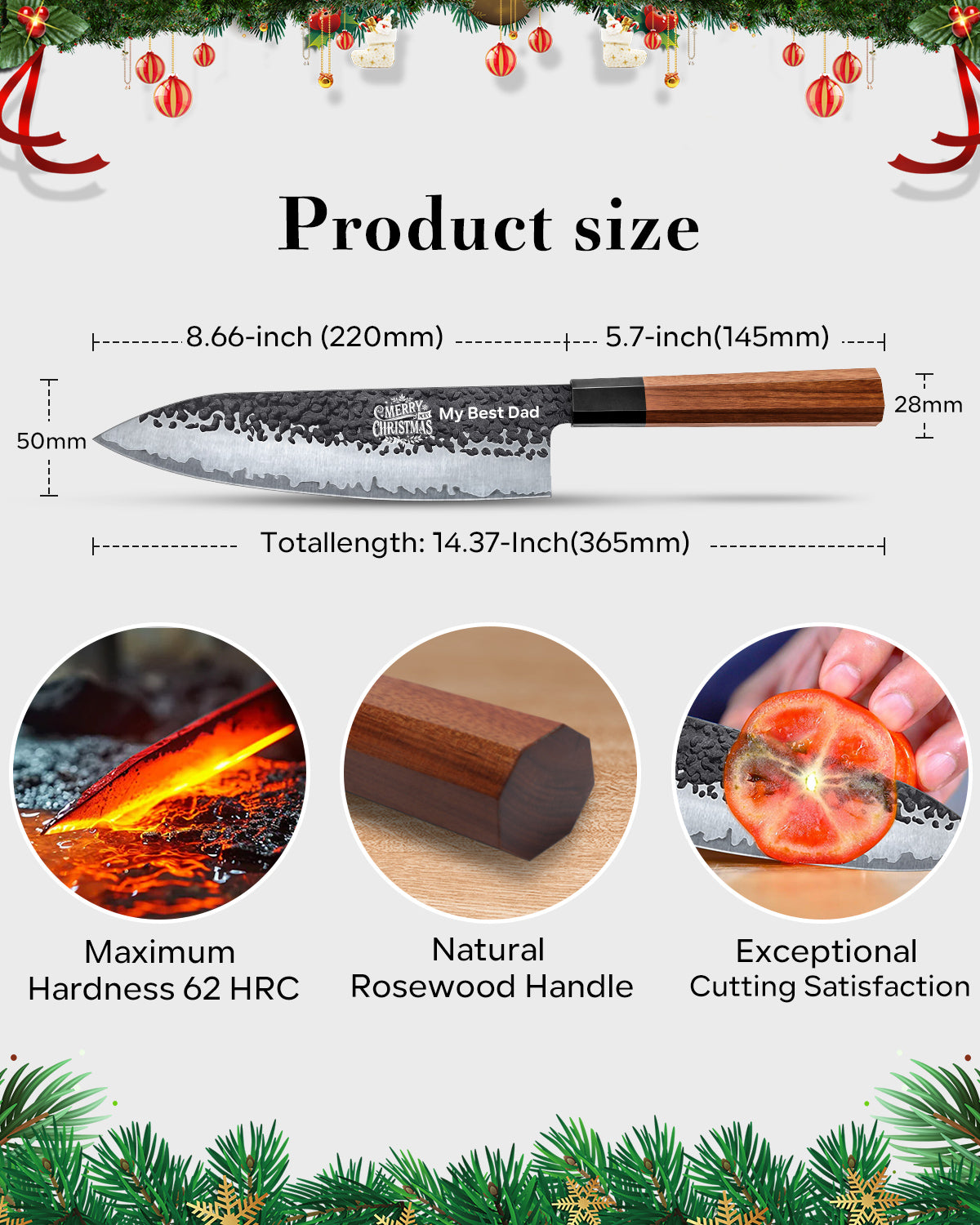 FAMCÜTE Personalized Gifts for Men Engraved Custom 8 Inch Japanese Knife with Sandalwood Gift Box