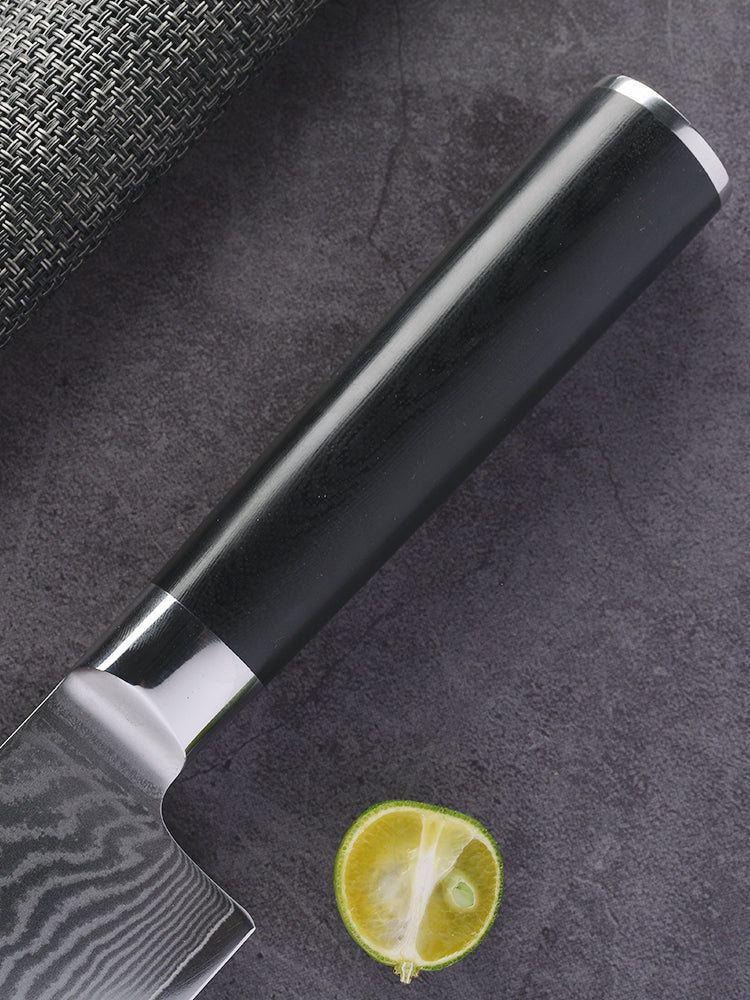 FAMCÜTE Chef Knife 8 Inch Sharp Kitchen Knife Japanese VG-10 Damascus Stainless Steel Chopping Knife with Black G10 Handle Cutting Knife for Cooking Home or Professional Use