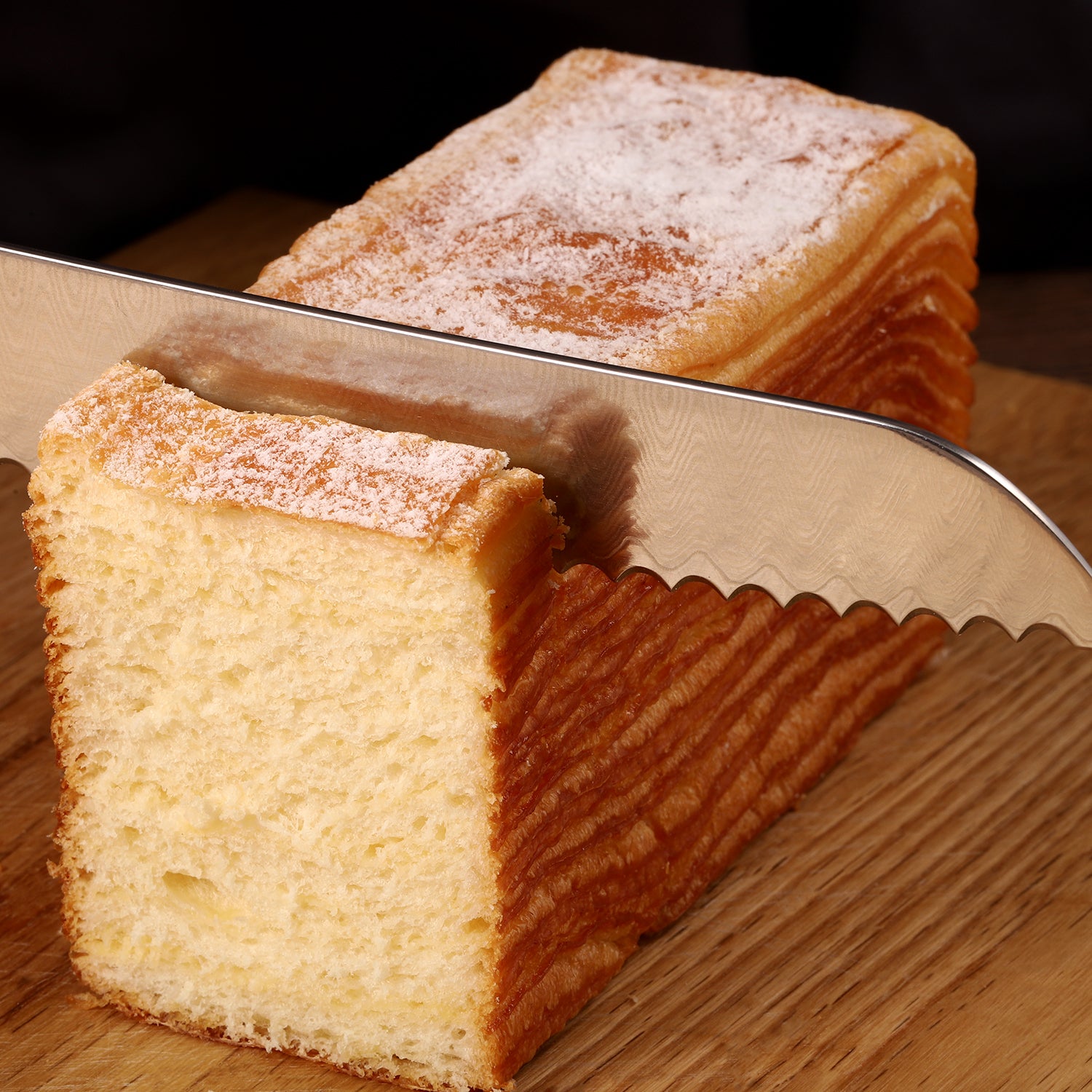 FAMCÜTE 8" Serrated Bread Knife, Made of 67 Layers Damascus w/Octago Indonesian Ebony Handle Professional Cuts Thick Loaves Effortlessly have Razor Sharp and Superb Edge Retention