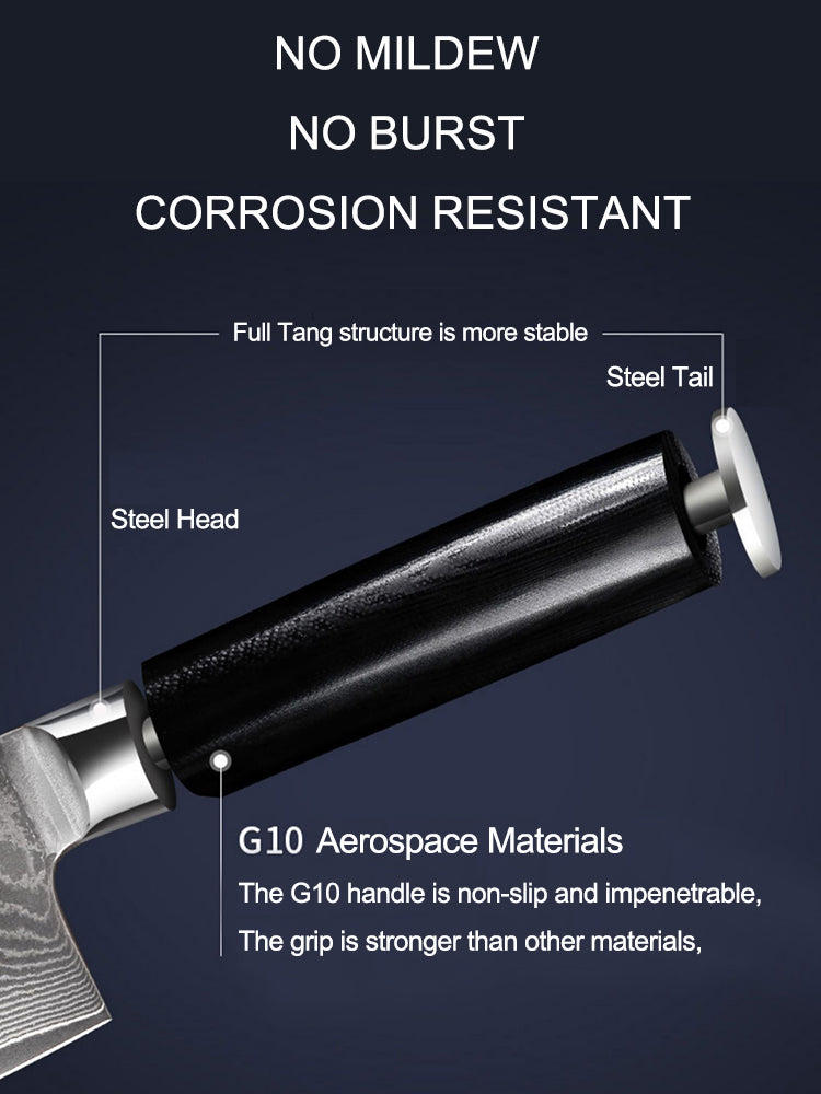 FAMCÜTE Chef Knife 8 Inch Sharp Kitchen Knife Japanese VG-10 Damascus Stainless Steel Chopping Knife with Black G10 Handle Cutting Knife for Cooking Home or Professional Use