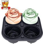 FAMCÜTE 3D Rose Ice Molds 2.5 Inch, Large Ice Cube Trays, Make 4 Giant Cute Flower Shape Ice, Silicone Rubber Fun Big Ice Ball Maker for Cocktails Juice Whiskey Bourbon Freezer, Dishwasher Safe