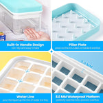 FAMCÜTE Ice Cube Tray with Lid and Bin,Ice Cubes Molds, Ice Trays for Freezer, Ice Cube Tray Mold, With 2 trays, Ice Freezer Container, Spill-Resistant Removable Lid & Ice Scoop, for Whiskey,Cocktail( 64 pcs Ice Cubes )