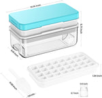 FAMCÜTE Ice Cube Tray with Lid and Bin,Ice Cubes Molds, Ice Trays for Freezer, Ice Cube Tray Mold, With 2 trays, Ice Freezer Container, Spill-Resistant Removable Lid & Ice Scoop, for Whiskey,Cocktail( 64 pcs Ice Cubes )