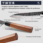 FAMCÜTE 8 Inch Japanese Chef Knife, 3 Layer 9CR18MOV Clad Steel w/octagon Handle Gyuto Sushi Knife for Home Kitchen & Restaurant