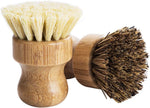 FAMCÜTE Palm Pot Brush- Bamboo Round 3 Packs Mini Dish Brush Natural Scrub Brush Durable Scrubber Cleaning Kit with Union Fiber and Tampico Fiber for Cleaning Pots, Pans and Vegetables