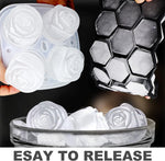 FAMCÜTE 3D Rose Ice Molds 2.5 Inch, Large Ice Cube Trays, Make 4 Giant Cute Flower Shape Ice, Silicone Rubber Fun Big Ice Ball Maker for Cocktails Juice Whiskey Bourbon Freezer, Dishwasher Safe