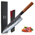FAMCÜTE 8" Japanese Chef Knife with Sheath – 5-Layer 9CR18MOV Steel & Rosewood Handle
