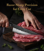 FAMCÜTE 8" Hand-Forged Japanese Chef Knife with Sheath | 5-Layer 9CR18MOV Steel & Rosewood Handle