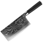 FAMCÜTE Damascus Cleaver Knife, Meat Cleaver - 10Cr15CoMoV High Carbon Stainless Steel Butcher Knife with Ergonomic G10 Handle, Ultra Sharp, Useful Kitchen Gadgets for Home and Restaurant