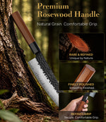 FAMCÜTE 8" Hand-Forged Japanese Chef Knife with Sheath | 5-Layer 9CR18MOV Steel & Rosewood Handle