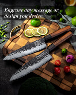 FAMCÜTE Personalized Gifts for Men Engraved Custom 8 Inch Japanese Knife with Sandalwood Gift Box