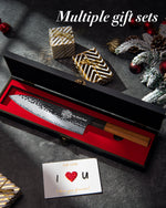 FAMCÜTE Personalized Gifts for Men Engraved Custom 8 Inch Japanese Knife with Sandalwood Gift Box