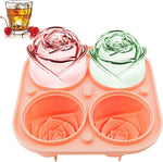 FAMCÜTE 3D Rose Ice Molds 2.5 Inch, Large Ice Cube Trays, Make 4 Giant Cute Flower Shape Ice, Silicone Rubber Fun Big Ice Ball Maker for Cocktails Juice Whiskey Bourbon Freezer, Dishwasher Safe