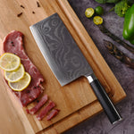 FAMCÜTE Damascus Cleaver Knife, Meat Cleaver - 10Cr15CoMoV High Carbon Stainless Steel Butcher Knife with Ergonomic G10 Handle, Ultra Sharp, Useful Kitchen Gadgets for Home and Restaurant