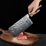 FAMCÜTE Damascus Cleaver Knife, Meat Cleaver - 10Cr15CoMoV High Carbon Stainless Steel Butcher Knife with Ergonomic G10 Handle, Ultra Sharp, Useful Kitchen Gadgets for Home and Restaurant