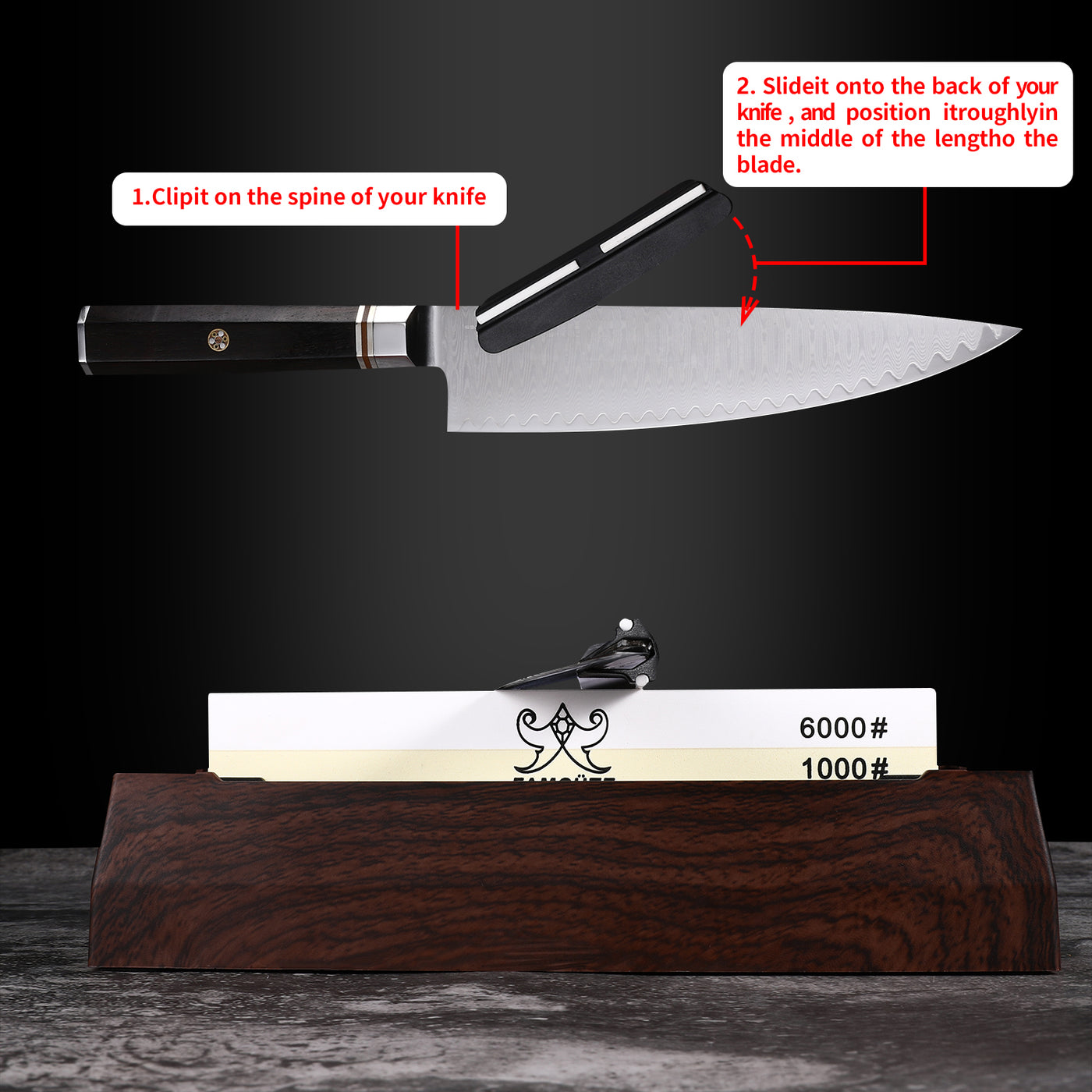 Premium Whetstone Set, Knife Sharpening Stone 2 Side Grit 1000/6000 Wh –  HAND FORGED KNIFE