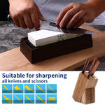 FAMCÜTE Premium Whetstone Knife –1000/6000 2 Side Grit Professional Sharpening Stone with Angle Guide Non Slip Rubber Base Holder